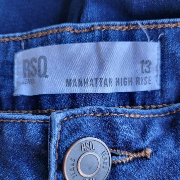 RSQ Jeans Size 13 Manhattan High Rise Distressed Skinny Medium Wash Denim Jeans - Picture 6 of 12
